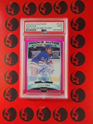 2019-20 Adam Fox Platinum Matte Pink Auto /99 UDP '19 PSA 9 Rookie O-Pee-Chee RC - Image 1 of 2