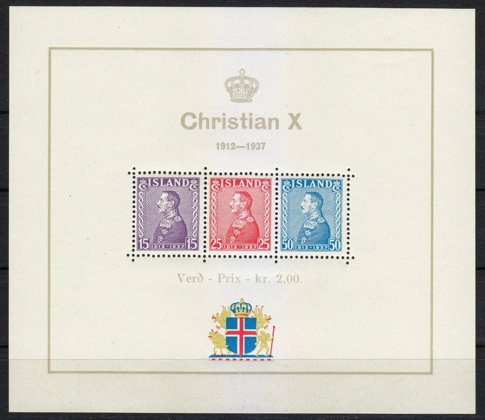 Islandia 1937 MNH Bloque 1 Sc B5 Rey Cristiano X. Luxe ** Foto 1 de 2