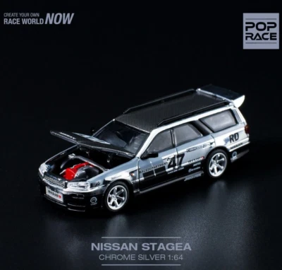 POP RACE NISSAN STAGEA R34 WAGON CHROME SILVER