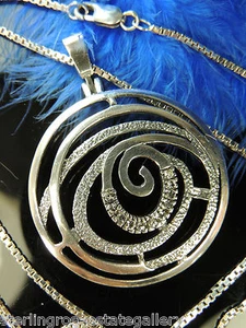 Vintage Circle of Life Clear stone STERLING SILVER 0.925 24" Box Chain Necklace - Picture 1 of 6