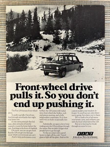 Fiat 128 Frontantrieb Auto Schnee 1976 Oldtimer Printanzeige - Bild 1 von 1