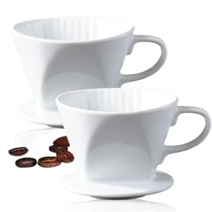 Over Coffee Maker Single Cup Ceramic Coffee Dripper Filter Cone Drip Holder - Picture 1 of 14