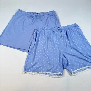 2 Pairs of Bonmarche Blue short and Blue/White Patterned Shorts size 20-22 BNWT - Picture 1 of 12