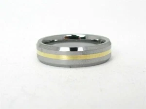Estate Benchmark Men's Comfort Fit Tungsten Band w/ 18k Yellow Gold Inlay 6mm - Picture 1 of 3