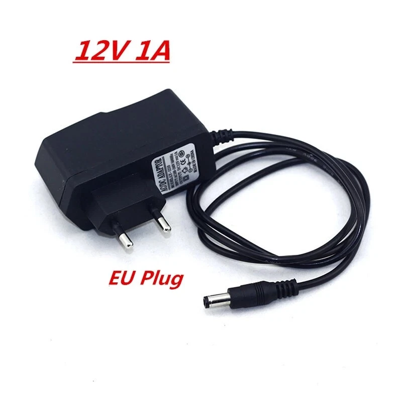 Power Supply Adapter Charger AC/DC 12V 1A for Security Camera CCTV/LED Strip EU - Image 1 of 1