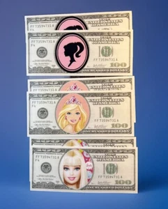 6 adesivi gioco educativo Barbie Bucks nuovi - Foto 1 di 2