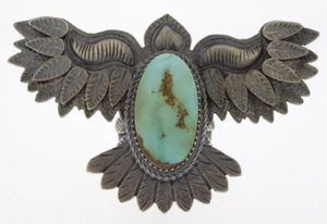 8.5 - Natural Pilot Mountain Turquoise Eagle Ring By Derrick Cadman - Picture 1 of 4