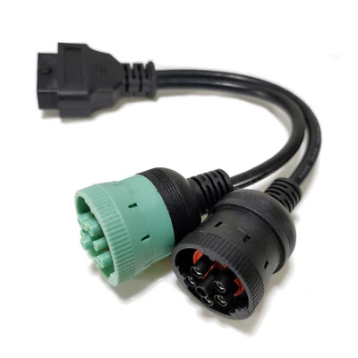 6 Pin J1708 or 9 Pin J1939 to 16 Pin OBD2 OBDII Adapter Cable Heavy Duty Truck - Image 1 of 4