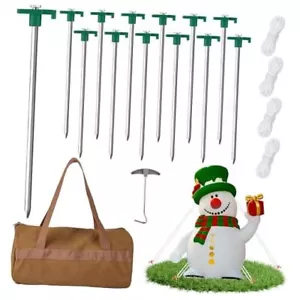 Pack Tent Stakes Heavy Duty Tent Pegs 10.25 Inch Non-Rust Metal Yard 12 Green - Picture 1 of 8