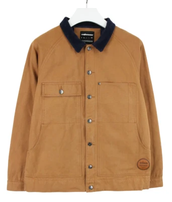 Chaqueta THE CIEN Para Hombre XL Botón Acolchado Forrado Bolsillos Cuello Polo Marrón Foto 1 de 4