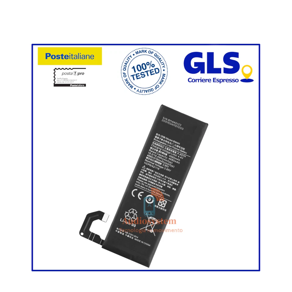BATTERIA PILA XIAOMI MI 10 5G CAP. ORIGINALE M2001J2G BM4N 460200000U1G 4680MH - Imagen 1 de 1