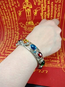 BRACELET NAGA EYE LP SOMPORN GEMS STONE MULTI COLOR HOLY CHARMING THAI AMULET 88 - Picture 1 of 10