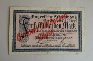 Bayerische Staatsbank 100 Milliarden auf 5 Milliarden Mark 1923 (71019) - Picture 1 of 2