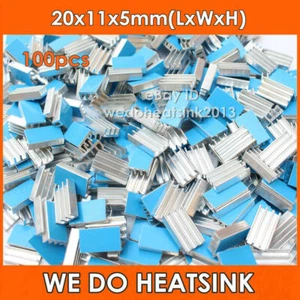 100pcs DIY 20*11*5mm Aluminum IC CHIPs Heatsink Cooler With Blue Thermal Tape - Picture 1 of 8