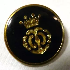 One black gold shank replacement button 3/4" round coat of arms crown - Picture 1 of 5