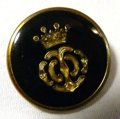 One black gold shank replacement button 3/4" round coat of arms crown - Image 1 of 4