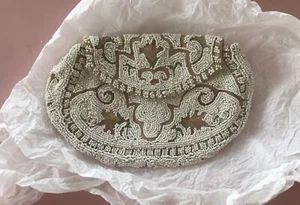 Antike üppige Mittelalter Art Deco Vintage Mikroperle Hand Made in France Seide - Bild 1 von 9