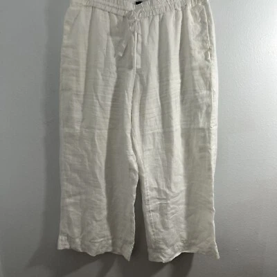 J.Crew Pants Womens XL Tall White Linen Wide Leg Minimalist Resort Trousers - Image 1 of 4