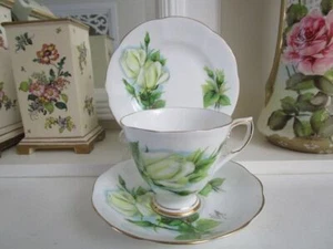 HERMOSO TRÍO ROSLYN WHEATCROFT ROSAS VIRGO HUESO CHINA - Imagen 1 de 8