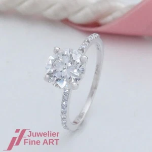 Ring - Solitär -1 CVD- Brillant 2,01ct + Akzent - mit IGI-Expertise - 18K/750 WG - Bild 1 von 6