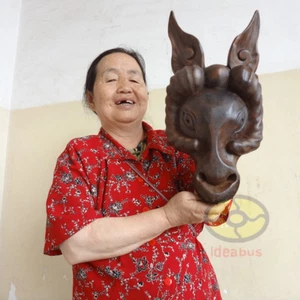 China Folk Art Wood Carved Painted NUO MASK Walldecor Art-The Judge of Hell 13"T - Picture 1 of 12