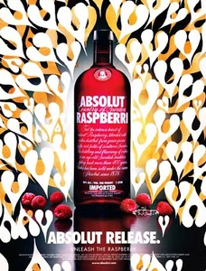ABSOLUT RELEASE VODKA  AD 2004 VERY RARE OUT OF PRINT RASPBERRY #3 - Picture 1 of 2