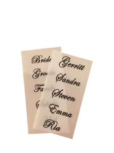 Personalised Wedding Labels place Cards Name Clear Stickers favours- 48mm wide - Picture 1 of 9