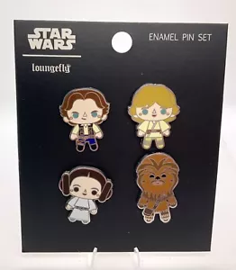 Juego de 4 pines esmaltados Disney Loungefly - STAR WARS - LEIA HAN SOLO LUKE CHEWBACCA DIFÍCIL DE ENCONTRAR - Imagen 1 de 2