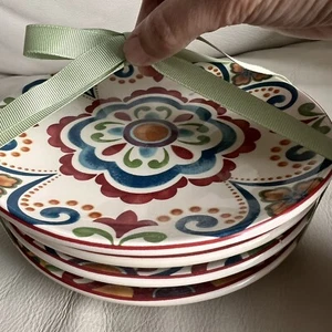 Pier 1 Imports Global Medallion Platillos Juego de 4 Aptos para Lavavajillas Microondas  - Imagen 1 de 6