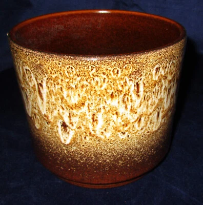 Blumenübertopf aus Keramik Braun Weiß - Laufglasur - Bild 1 von 3