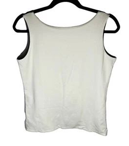 Anue Ligne Womens Scoop Neck Stretch Knit Tank Top Cream/Olive Size Large - Picture 1 of 3