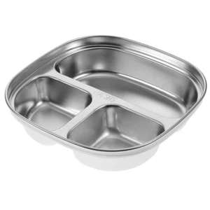 Compartment Plate 304 Stainless Steel Baby Portion Control Lunch Tray - Picture 1 of 11