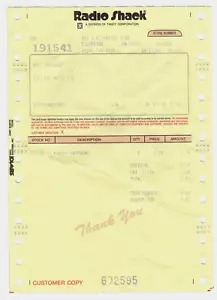 Radio Shack Receipt California 09/17/93 for Memorabilia Collection - Picture 1 of 2