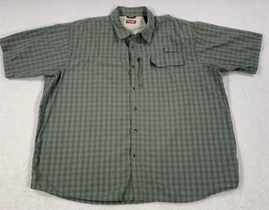 Wrangler Shirt Men's 2XL Green Plaid Utility Mesh Vented Outdoor Fishing Work - Picture 1 of 13