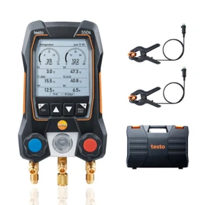 Testo 550s AC Manifold Gauge Set 2 Wired Temperature Clamp Probes Bluetooth - Picture 1 of 10