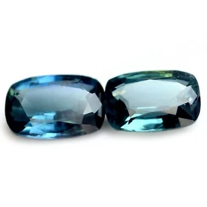 Superb Certified 0.82ct Natural Teal Sapphire VVS Clarity Cushion Matching Pair - Picture 1 of 7