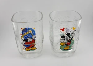 Set of 2 Mickey Mouse Walt Disney World McDonalds Square Drinking Glasses, 2000 - Picture 1 of 13