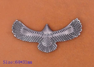 56X26mm 10pc ANTIQUE SLIVER DIY LEATHERCRAFT BIKER EAGLE BAG WALLET BELT CONCHOS - Picture 1 of 10