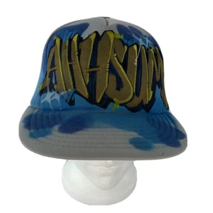 Vintage Graffiti Hat airbrush KP CAP CO. Blue Yellow White Mesh Back Trucker - Picture 1 of 8