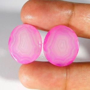27.90Cts Natural Onyx Agate Matched Pair Fany Cabochon Loose Gemstone - Picture 1 of 3