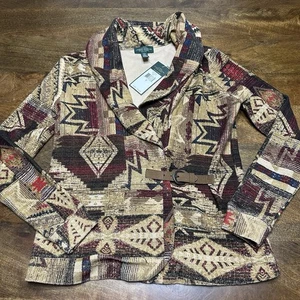 Lauren Jeans Co. Ralph Lauren Aztec Navajo Cardigan Sweater Belt NEW XS petite - Picture 1 of 10