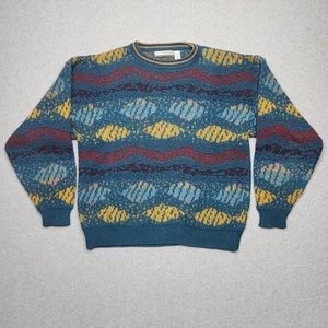VTG Saturdays 90s Pullover Sweater Medium Colorful Knit Abstract Art Cosby - Picture 1 of 6