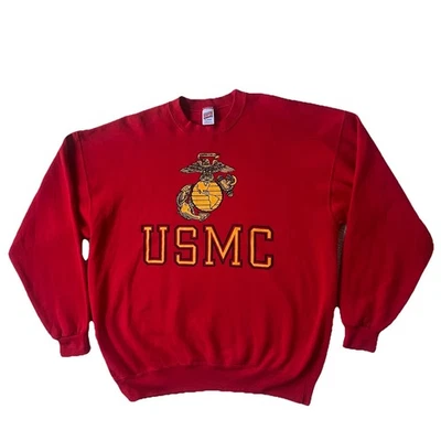 Sudadera De Colección USMC Soffe Hecha en EE. UU. Roja Cuello Redondo XL Cuerpo de Marines Foto 1 de 4