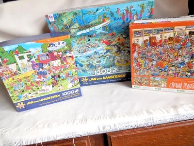 3 Jan Van Haasteren  Puzzle Chaos in Field - Antique Show - Under Sea Fun - image 1 of 4