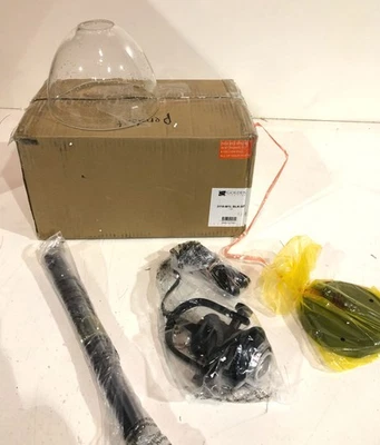 Golden Lighting 3118-M1L BLK-SD Hines 1-Light Black Pendant Seeded Glass Shade - Image 1 of 4