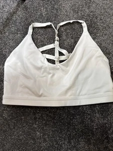 Nike Dri-FIT Shape Women's Large White Sports Bra Just Do It - Picture 1 of 4