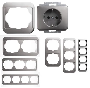 Busch Jäger BJ Alpha Nea Platin Steckdose Schalter Wippe Rahmen Dimmer Abdeck - Bild 1 von 9