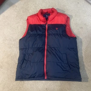 U.S. Polo Assn Men’s Puffer Vest Full Zip Jacket Navy Blue Red Size 2XL - Picture 1 of 11