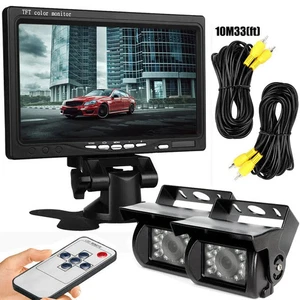 7" LCD Monitor 2x Car Rear View Backup Camera Kit for 12V-24V Caravan Truck RVs - Picture 1 of 14