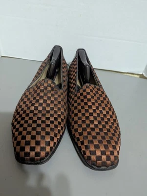 Mocasines de tela a cuadros Giorgio Brutini para hombre talla 11M, negros y dorados. Foto 1 de 4